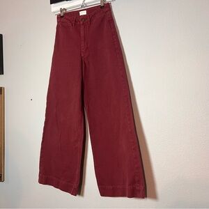 Gorman Wide Leg Pants Dark Red Burgundy High Rise Crop Ankle AU 6 US Size 2
